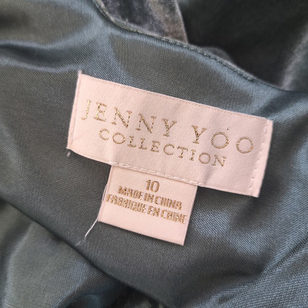 NEW JENNY YOO Mara Dress Dark Eucalyptus Stretch Velvet Bridesmaid Gown Size 10 - Picture 4 of 9